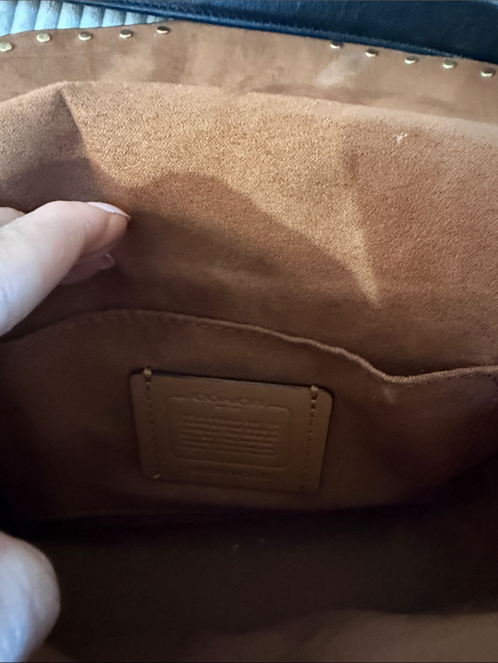 Coach Brown & Black Signature Crossbody with Studded Leather Flap - Picture 2 of 5